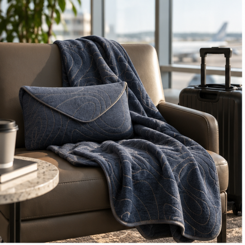 Compact Travel Blanket Pouch Set